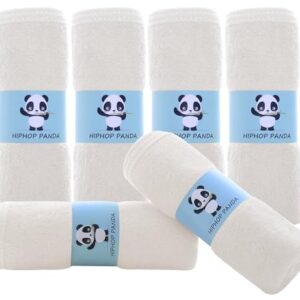 HIPHOP PANDA Baby Washcloths, Rayon Made from Bamboo - 2 Layer Ultra Soft Absorbent Newborn Bath Face Towel - Reusable Baby Wipes for Delicate Skin - Ivory, 6 Pack