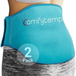 Comfytemp Ice Pack for Back Pain Relief, 2 Packs, FSA HSA Approved, Reusable Gel Lower Back Wrap Ice Brace for Sciatica Injuries, Hot Cold Compression for Lower Lumbar, Waist, Men Women Surgery Gifts