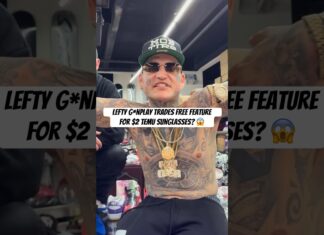 #LeftyGunplay trades free feature for $2 Temu sunglasses? 😱 #hiphopnews #upcomingartist #shorts